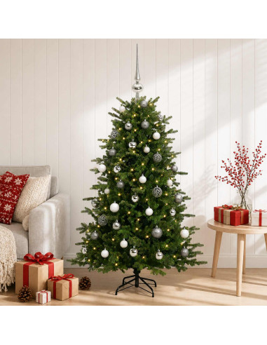 Albero di Natale artificiale con palline 120 cm 150 LED