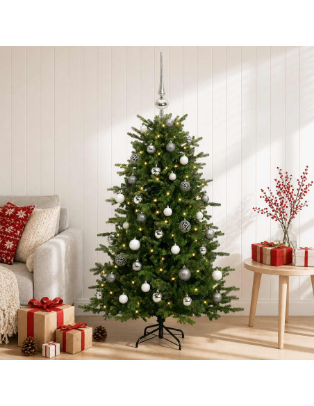 Albero di Natale artificiale con palline 120 cm 150 LED