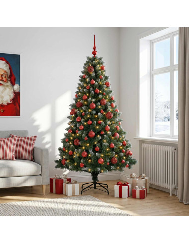 Albero di Natale Artificiale con Palline 240 cm 300 LED