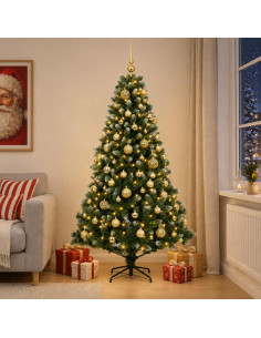Albero di Natale Artificiale con Palline 210 cm 300 LED