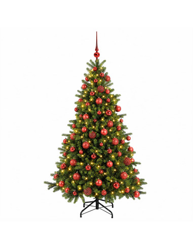 Albero di Natale artificiale con palline 210 cm 300 LED