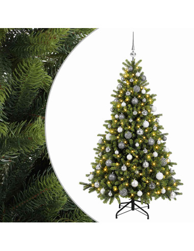Albero di Natale artificiale con palline 180 cm 300 LED
