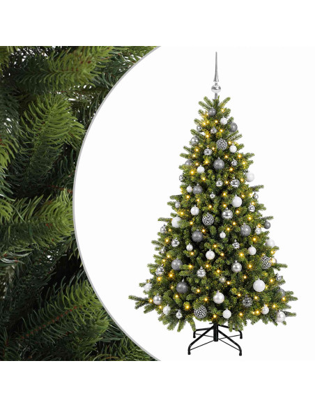 Albero di Natale artificiale con palline 180 cm 300 LED