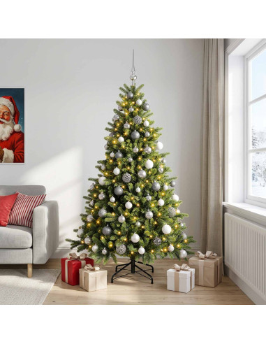 Albero di Natale artificiale con palline 180 cm 300 LED