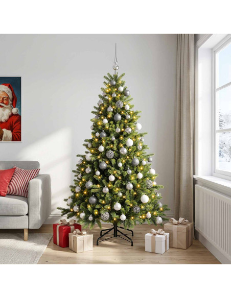 Albero di Natale artificiale con palline 180 cm 300 LED