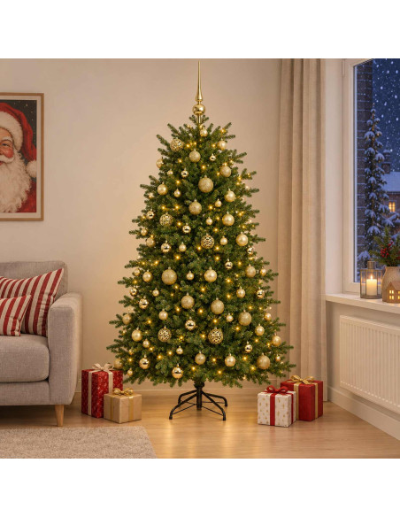 Albero di Natale artificiale con palline 240 cm 300 LED