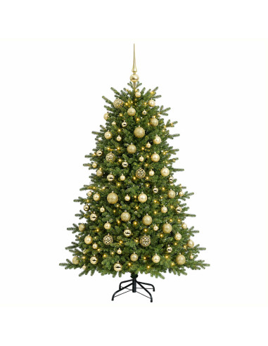 Albero di Natale artificiale con palline 210 cm 300 LED