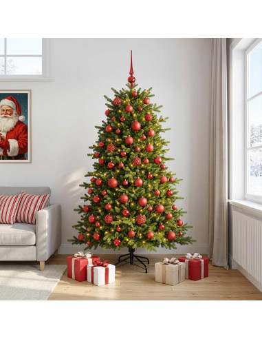Albero di Natale artificiale con palline 210 cm 300 LED