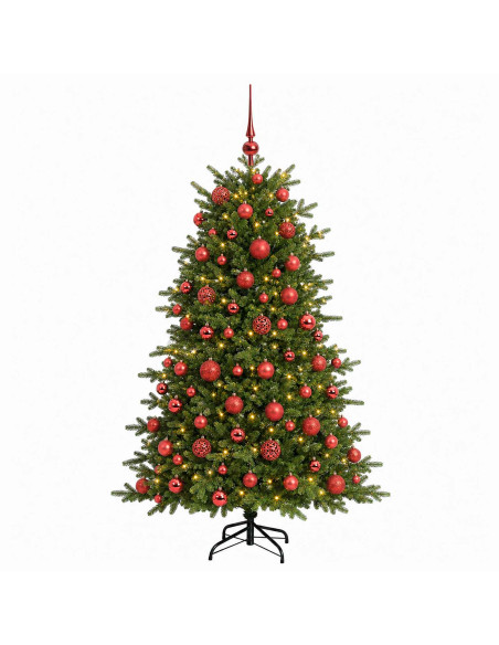 Albero di Natale artificiale con palline 210 cm 300 LED
