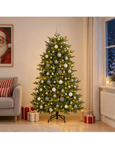 Albero di Natale artificiale con palline 180 cm 300 LED