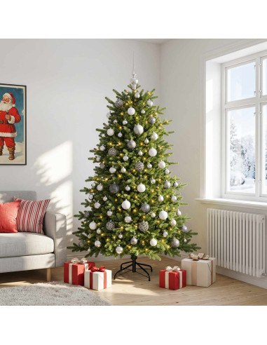 Albero di Natale artificiale con palline 240 cm 300 LED