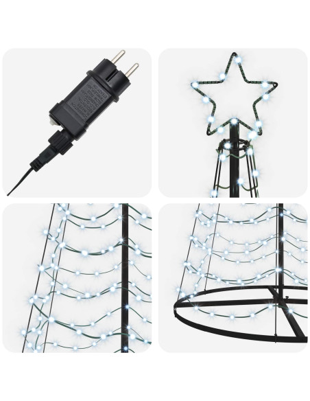 Albero di Natale LED a spirale con base EKENAS 250 cm 370 LED