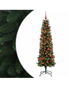 Albero di Natale Artificiale Slim con Palline 210 cm 300 LED 2