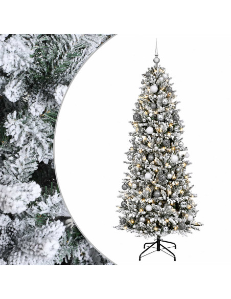 Albero di Natale artificiale con palline 240 cm 300 LED