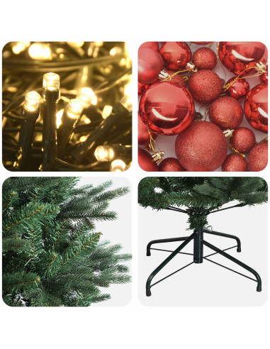Albero di Natale artificiale con palline 180 cm 300 LED