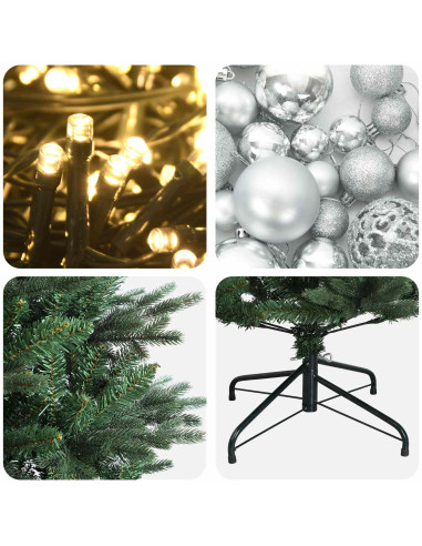Albero di Natale artificiale con palline 210 cm 300 LED