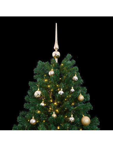 Albero Natale Incernierato con 300 LED e Palline 180 cm
