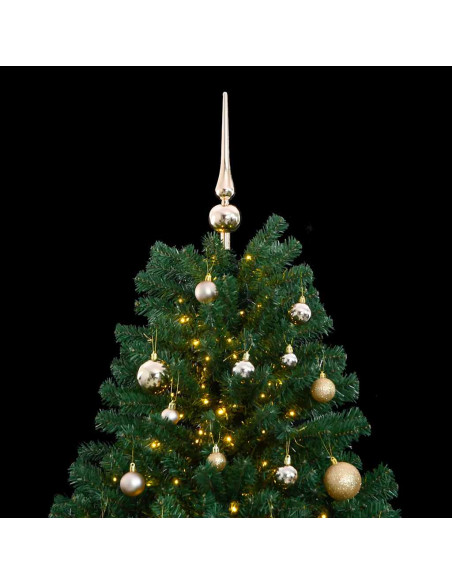 Albero Natale Incernierato con 300 LED e Palline 180 cm