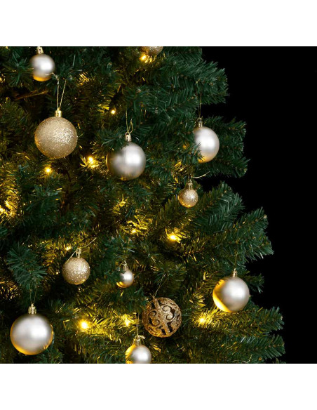 Albero Natale Incernierato con 300 LED e Palline 180 cm