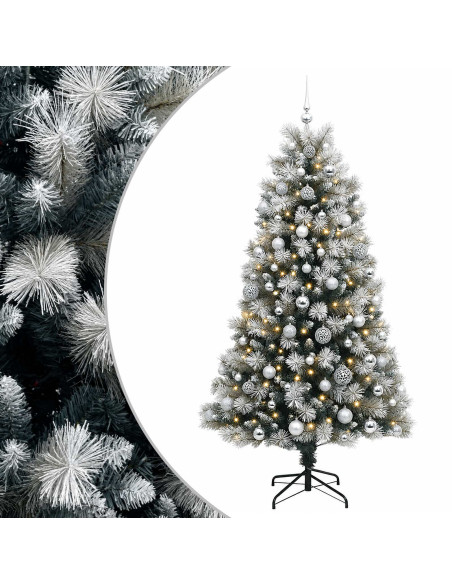 Albero di Natale artificiale con rami snodati e palline 210 cm