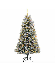 Albero di Natale artificiale con rami snodati e palline 240 cm 2