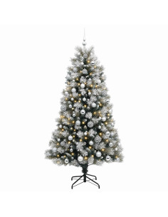Albero di Natale artificiale con rami snodati e palline 210 cm 2