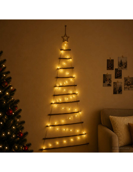 Albero di Natale appeso 150 cm 80 LED Bianco caldo