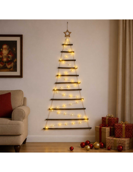 Albero di Natale appeso 150 cm 80 LED Bianco caldo