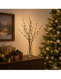 Rami di rame natalizi con LED 3 pz Marrone 62 cm Acciaio 60 LED
