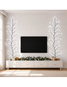Decorazione natalizia a vite di salice a LED 2 pz Nero 180 cm