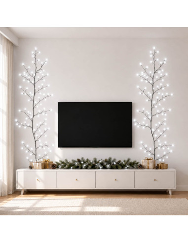Decorazione natalizia a vite di salice a LED 2 pz Nero 180 cm