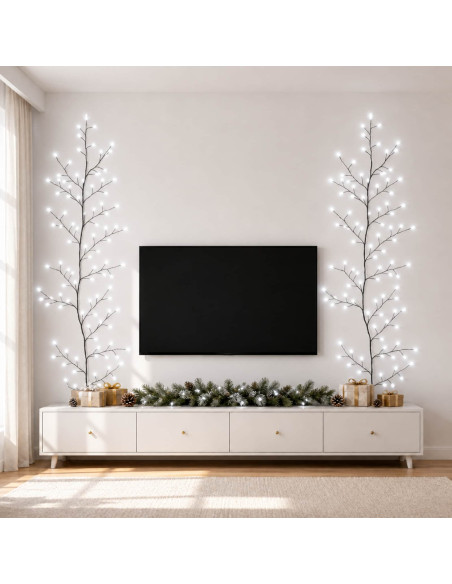 Decorazione natalizia a vite di salice a LED 2 pz Nero 180 cm