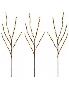 Rami di rame natalizi con LED 3 pz Marrone 62 cm Acciaio 60 LED 2