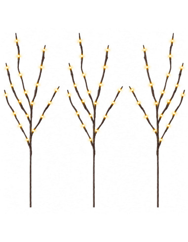 Rami di rame natalizi con LED 3 pz Marrone 62 cm Acciaio 60 LED