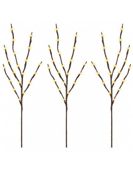 Rami di rame natalizi con LED 3 pz Marrone 62 cm Acciaio 60 LED