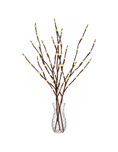 Rami di rame natalizi con LED 3 pz Marrone 62 cm Acciaio 60 LED