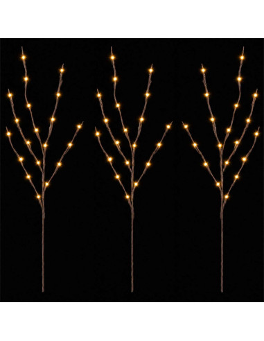 Rami di rame natalizi con LED 3 pz Marrone 62 cm Acciaio 60 LED