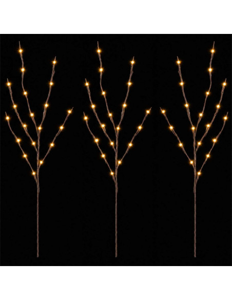 Rami di rame natalizi con LED 3 pz Marrone 62 cm Acciaio 60 LED