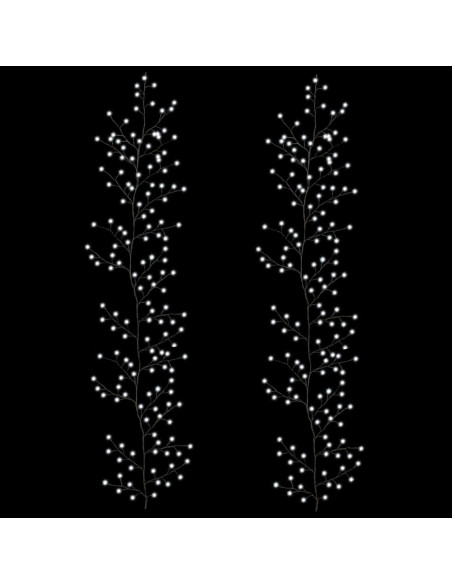 Decorazione natalizia a vite di salice a LED 2 pz Nero 270 cm