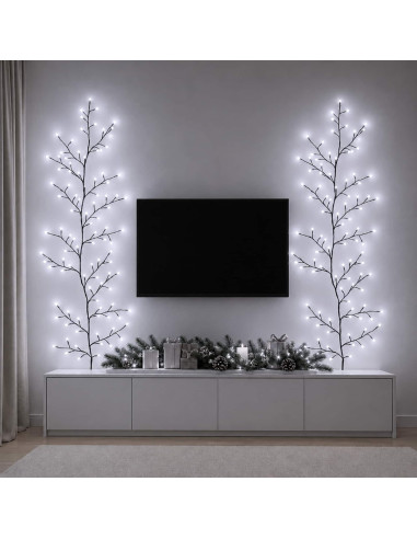 Decorazione natalizia a vite di salice a LED 2 pz Nero 180 cm