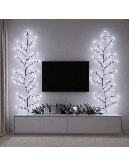 Decorazione natalizia a vite di salice a LED 2 pz Nero 180 cm
