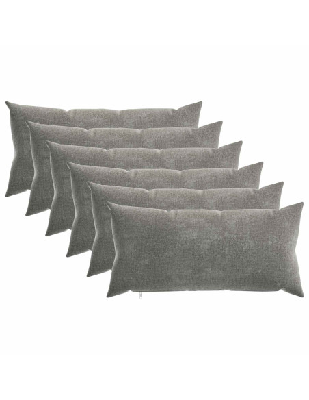 Cuscino 6 pz HEERLEN Grigio Scuro 40 x 80 cm Tessuto Chenille