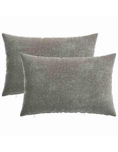 Cuscino 2 pz HEERLEN Grigio Scuro 40 x 60 cm Tessuto Chenille 2