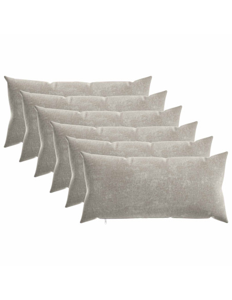 Cuscino 6 pz HEERLEN Grigio Chiaro 40 x 80 cm Tessuto Chenille
