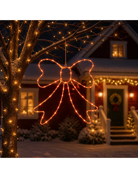 Fiocco di Natale luminoso LED LOVIISA 70 LED Rosso 50 x 51 cm