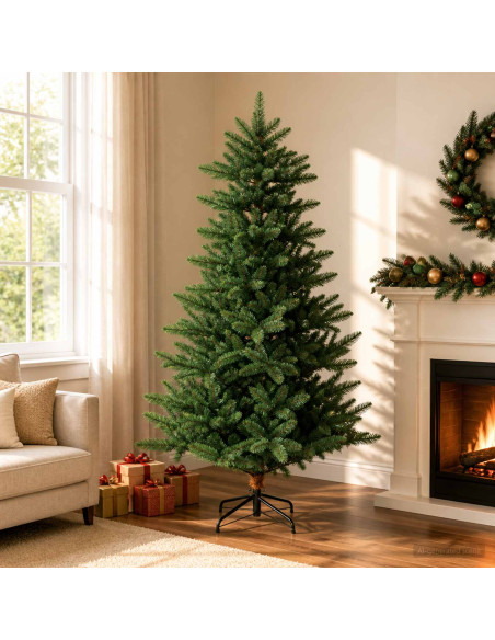 Albero di Natale artificiale 240 cm PVC e Metallo Verde