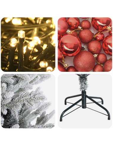 Albero di Natale artificiale con palline 180 cm 300 LED