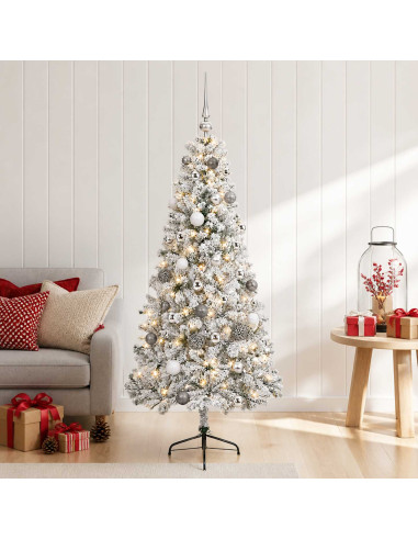 Albero di Natale artificiale con palline 150 cm 150 LED