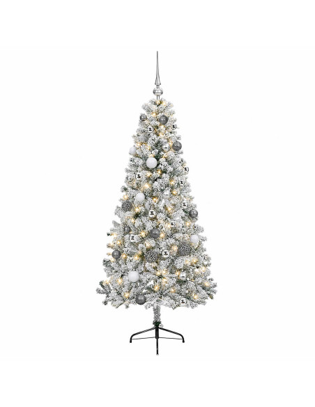 Albero di Natale artificiale con palline 120 cm 150 LED