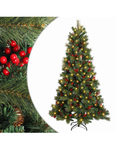 Albero di Natale Artificiale con Rami Pieghevoli 240 cm 300 LED